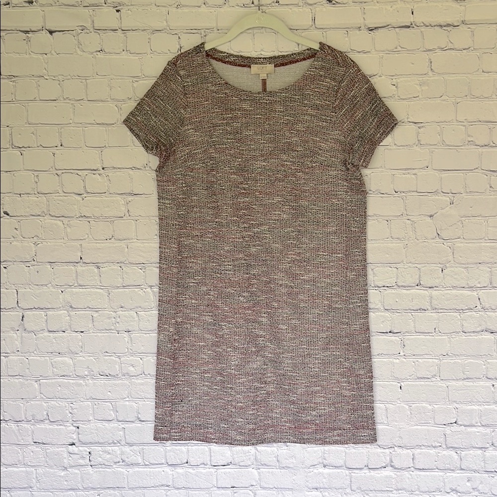 LOFT Women's‎ Red, Black, and White Knit Short Sleeve Dress Size Medium Petite